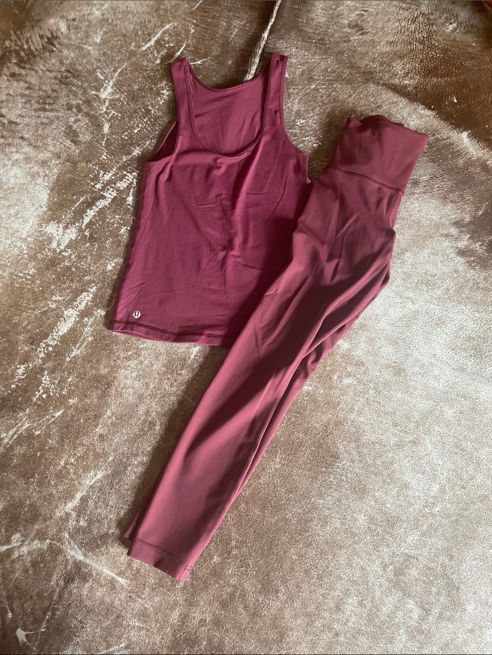 lululemon athletica Red Merlo color leggings-4 and tank small